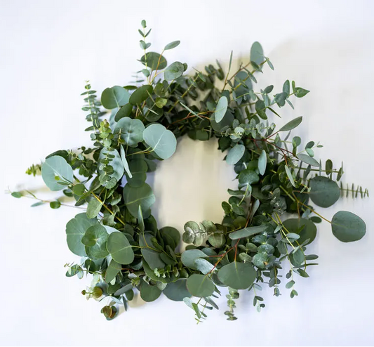 Fresh Mixed Eucalyptus Wreath: wreath of green, leafy eucalyptus