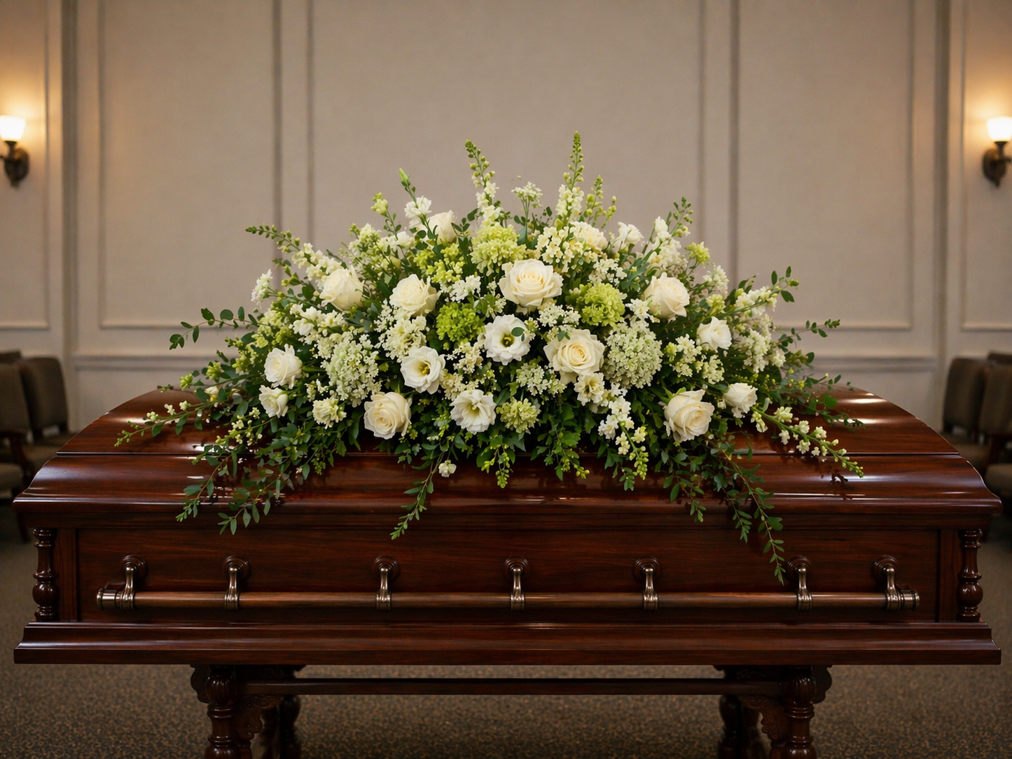 Full Casket Spray – White and Green